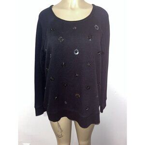 Tommy Bahama Black Pullover Sweatshirt Beaded Size XL New